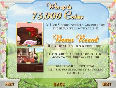 bonus feature rules - win up to 75,000 coins