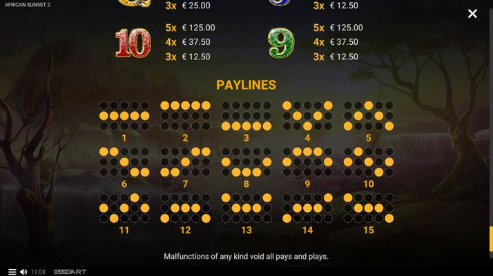 Paylines 1-15