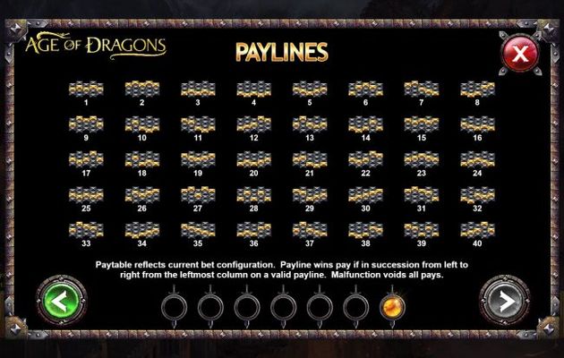 Paylines 1-40