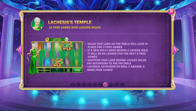 Lachesiss Temple Game Rules - 10 free games with locking wilds!