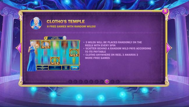 Clothos Temple Game Rules - 8 free games with random wilds!