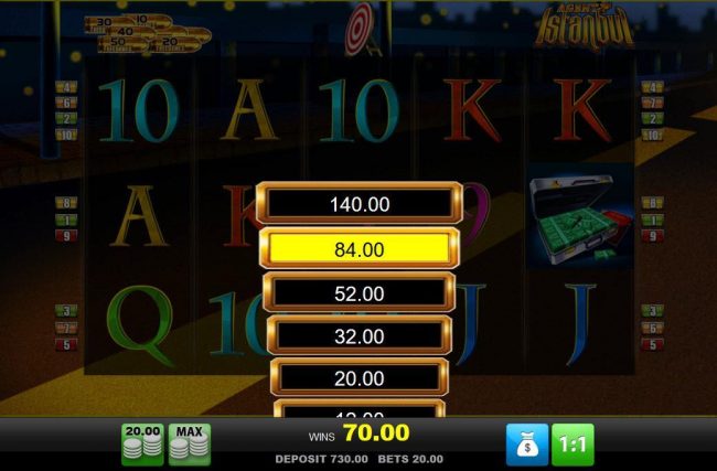 Ladder Gamble Feature Game Board available after every winning spin.