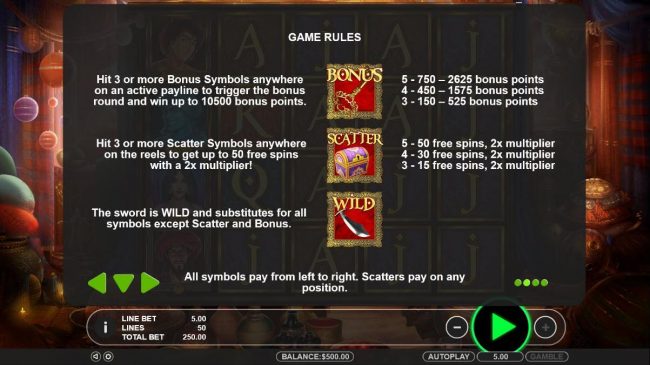 Bonus, Scatter and Wild Symbol Rules