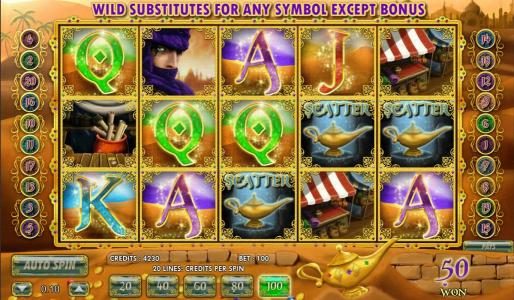 Three scatter symbols triggers free spins bonus feature