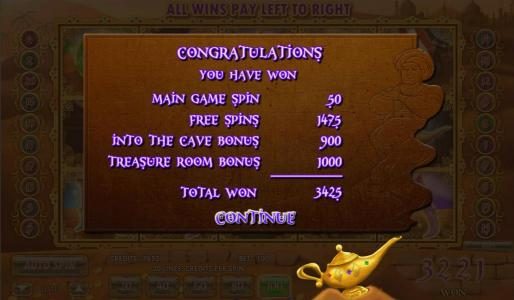 Free spins and Bonus feature pays out a 3,425 coin big win.