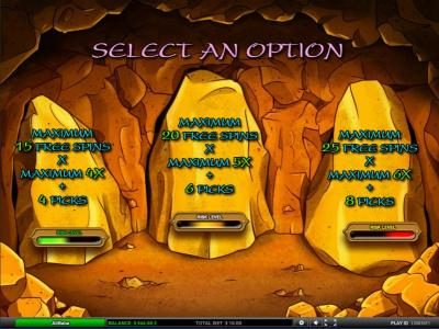 select a free spins bonus option