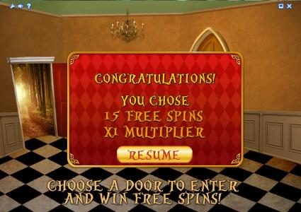 15 free spins with a x1 multiplier