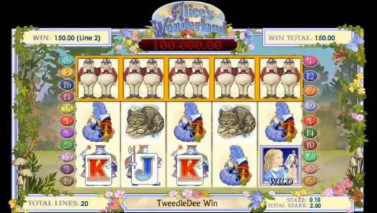 Tweedle Dee five of a kind 150 coin jackpot