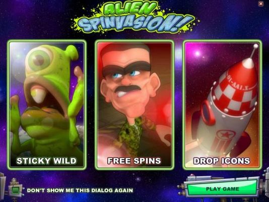 Game features include: Sticky Wilds, Free Spins and Drop Icons.