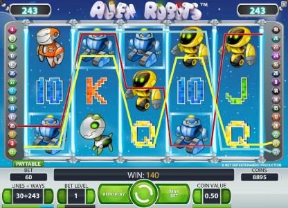 multiple winning paylines triggers a 140 coin jackpot
