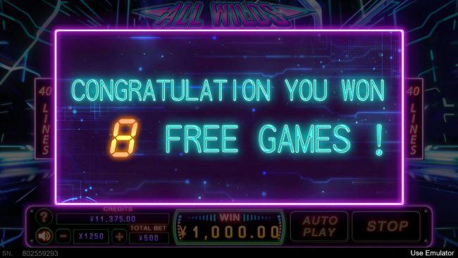 8 Free Spins Awarded