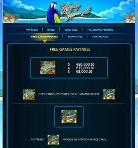 Free Games Paytable - Aloha Wild and Free Games symbols