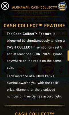 Cash Collect Feature