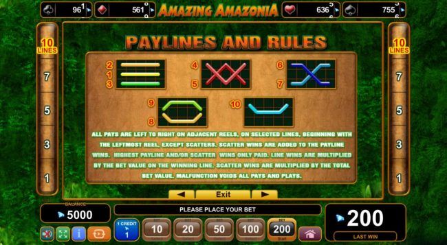 Paylines and Rules
