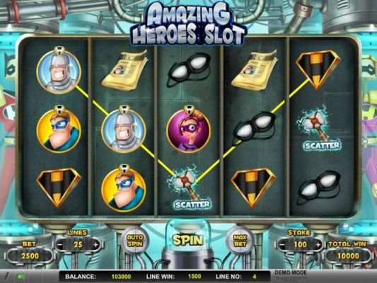A 10,000 coin jackpot triggered by multiple winning symbol combinations