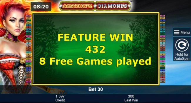 Free Spins feature pays out a total of 432 coins