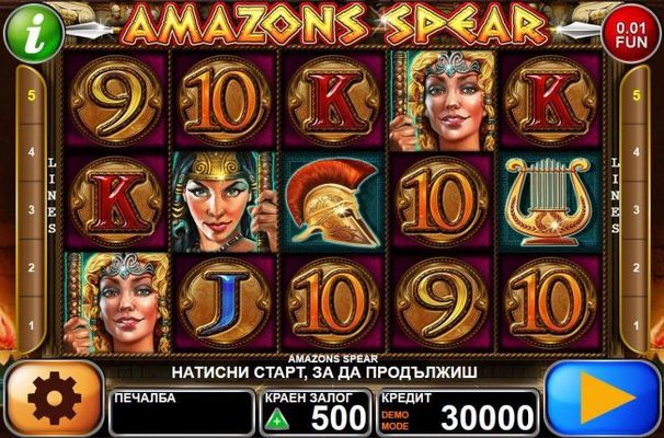 A Greek Mythology themed main game board featuring five reels and 30 paylines with a $30,000 max payout