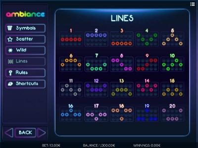 Payline Diagrams 1-20