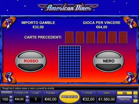 Gamble Feature - To gamble any win press Gamble then select Red or Black.