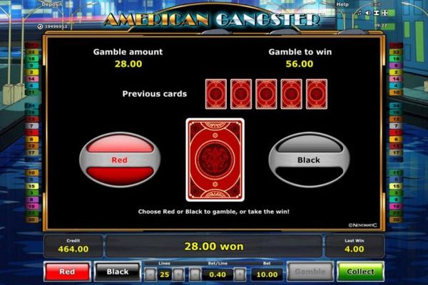 Gamble Feature - To gamble any win press Gamble then select Red or Black.