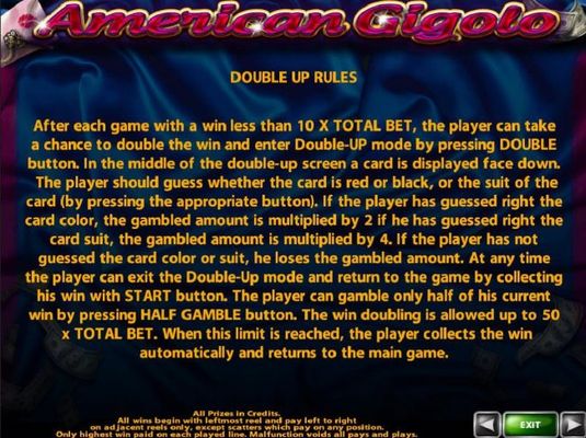 Double Up Gamble Feature Rules