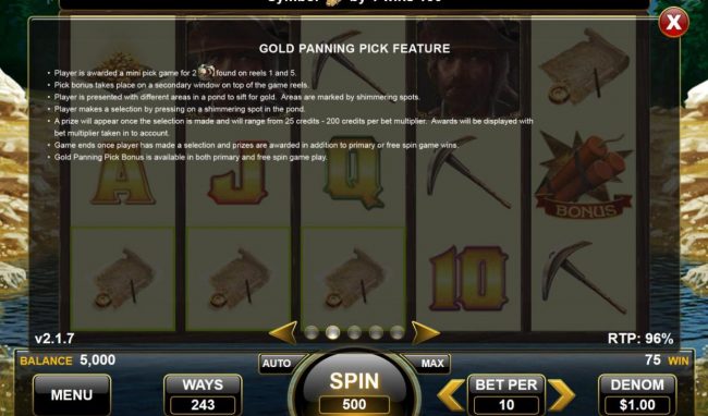 Gold Panning Pick Feature Rules