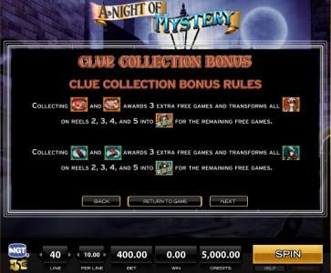 Clue Collection Bonus - rules contniued