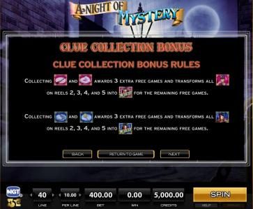 Clue Collection Bonus - rules continued
