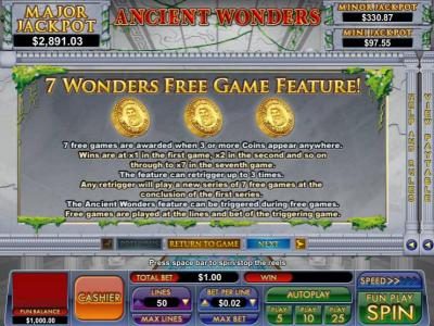 7 wonders free game feature rules