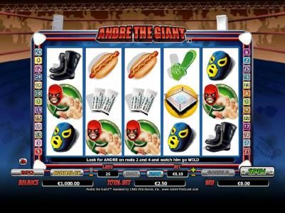 Main game board featuring five reels and 25 paylines