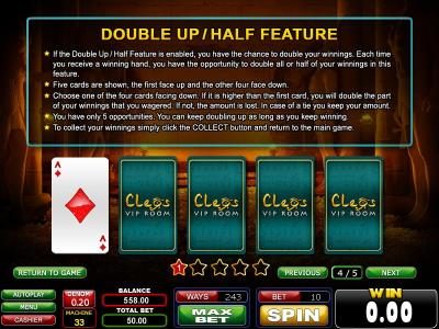double up / half feature rules