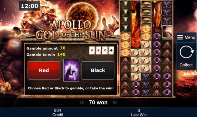 Gamble Feature - To gamble any win press Gamble then select Red or Black.