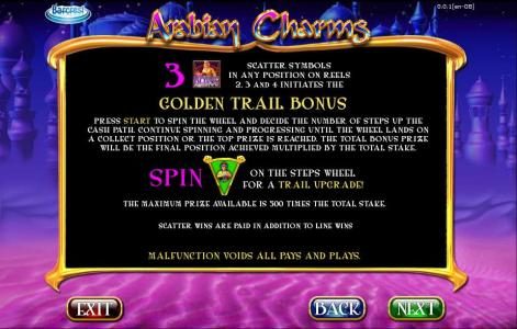 golden trail bonus game rules