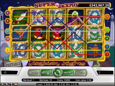 Arabian Nights slot game ten pay lines