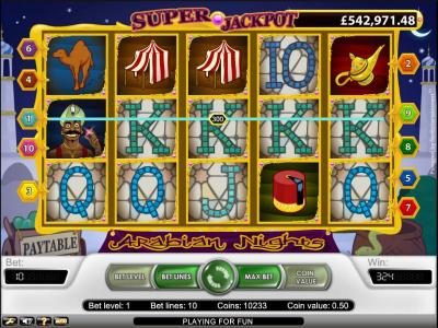 Arabian Nights slot game 300 coin jackpot pay out