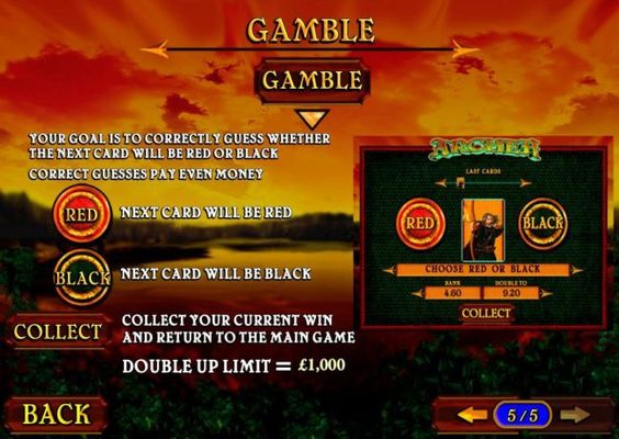 Gamble Feature - Your goal is to correctly guess whether the next card will be red or black.