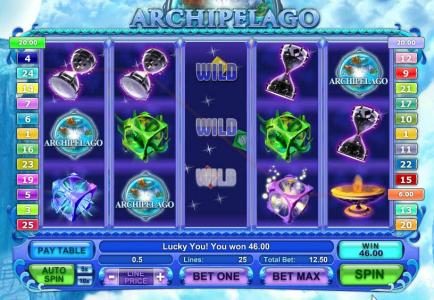 expanding wild triggers a 46 coin jackpot