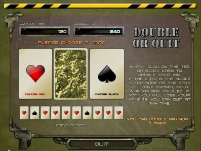 double or quit gamble feature game board