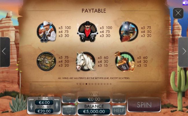 High value slot game symbols paytable