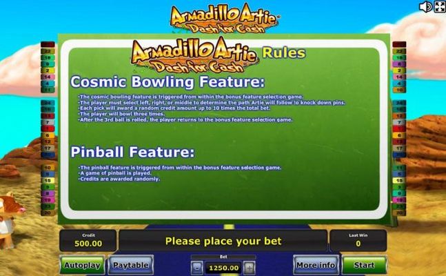 Cosmic Bowling Feature and Pinball Feature Rules