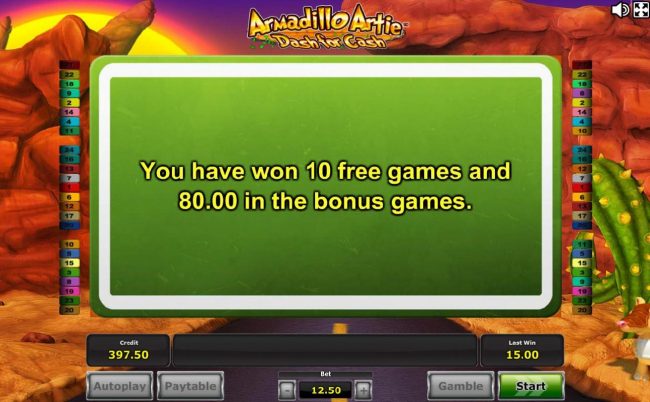 10 free spins awarded.