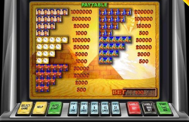 High value slot game symbols paytable