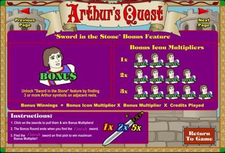 sword in stone bonus feature rules