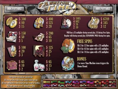 slot game symbols paytable and payline diagrams