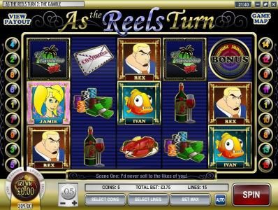 main game board featuring five reels and 15 paylines with an 1000x max payout
