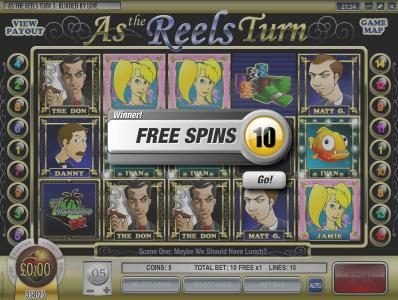 thre scatter symbols triggers 10 free spins