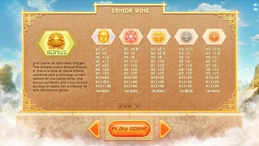 slot game senior symbols paytable