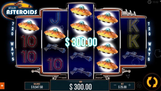 A 3 of a kind triggers a 300.00 jackpot win.