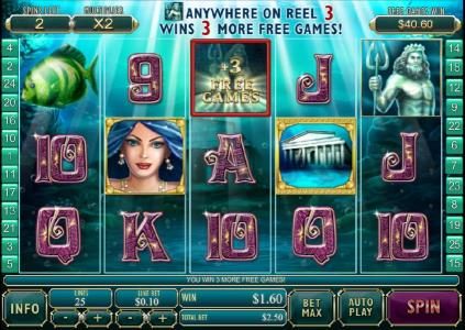 zeus symbol on reel 3 triggers 3 free spins