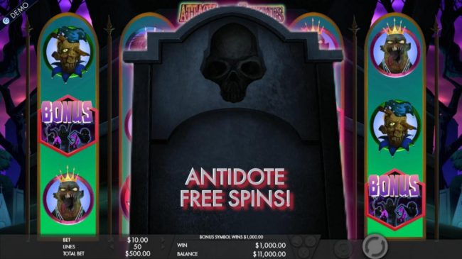Antidote Free Spins awarded.